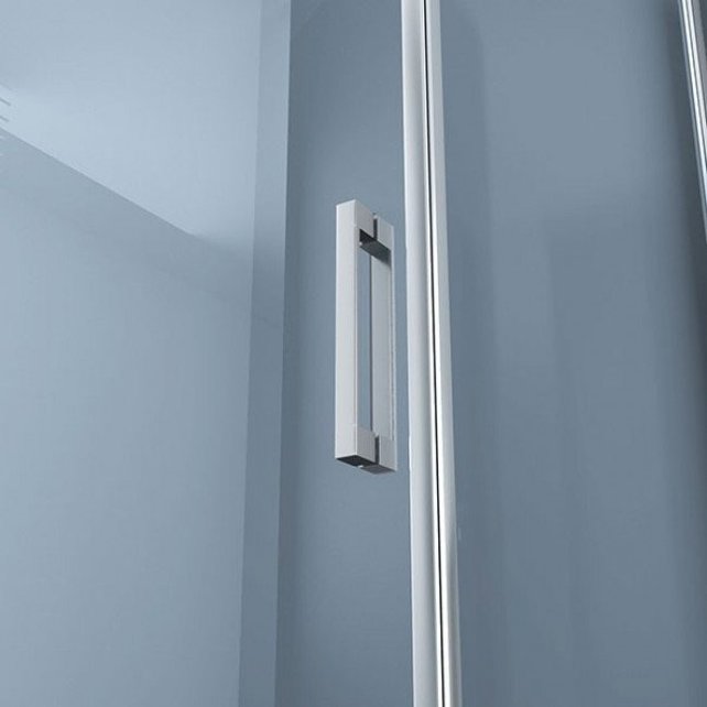 Douchecabine Pentagoon Vijfhoek Draaideur 100x100x200cm SaniPro Antikalk Nano Coating Helder Glas Chroom Profiel 8mm Veiligheidsglas Easy Clean