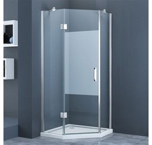 Douchecabine Pentagoon Vijfhoek Draaideur 90x90x200cm SaniPro Antikalk Nano Coating Helder Glas Chroom Profiel 8mm Veiligheidsglas Easy Clean