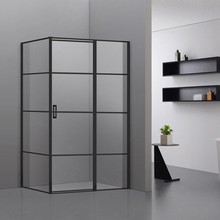 Douchecabine Collins Mat Zwart Vierkant 100x90cm Draaideur Antikalk Helderglas 8mm Veiligheidsglas Easy Clean