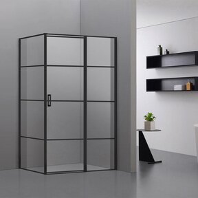 Douchecabine Collins Mat Zwart Vierkant 100x90cm Draaideur Antikalk Helderglas 8mm Veiligheidsglas Easy Clean