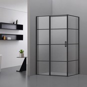 Douchecabine Collins Mat Zwart Vierkant 90x100cm Draaideur Antikalk Helderglas 8mm Veiligheidsglas Easy Clean