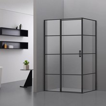 Douchecabine Collins Mat Zwart Vierkant 90x100cm Draaideur Antikalk Helderglas 8mm Veiligheidsglas Easy Clean