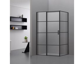 Douchecabine Collins Mat Zwart Vierkant 90x100cm Draaideur Antikalk Helderglas 8mm Veiligheidsglas Easy Clean