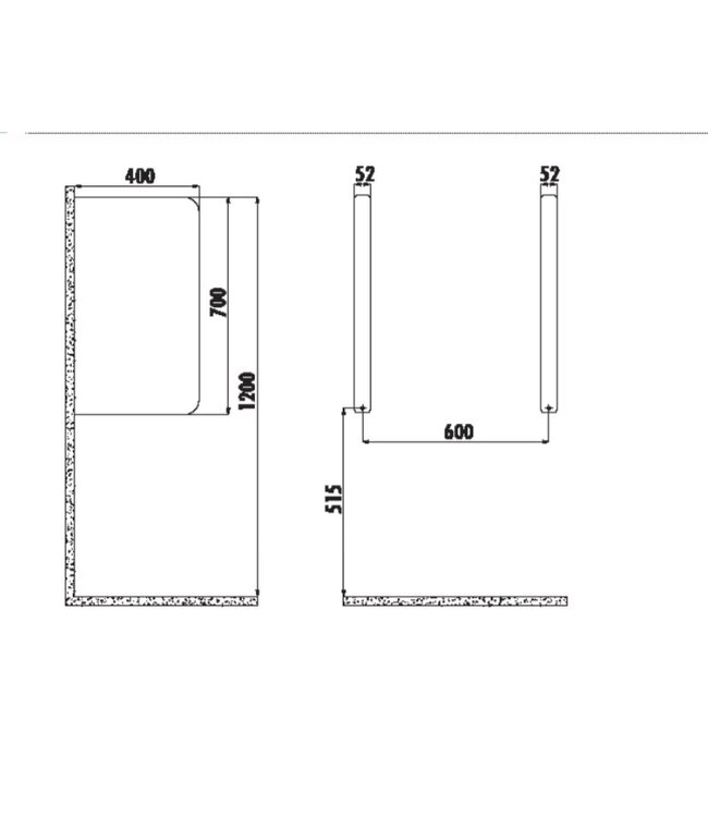 Scheidingswand Creavit TP690 Urinoir Schaamschot Wit Glans 70x40x5cm