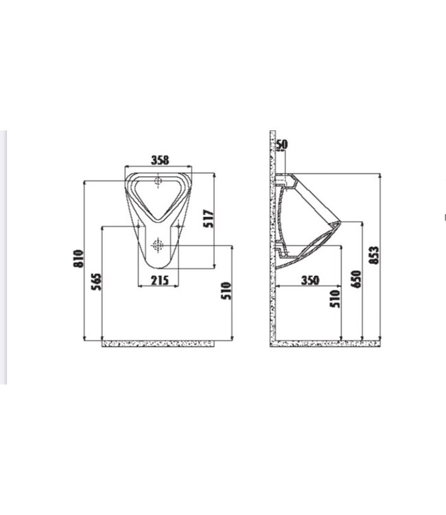 CREAVIT Creavit TP630 Basic Urinoir met Bovenaansluiting 215x51.5cm