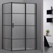 Douchecabine Collins Mat Zwart Vierkant 100x80cm Draaideur Antikalk Helderglas 8mm Veiligheidsglas Easy Clean