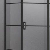 Douchecabine Collins Mat Zwart Vierkant 100x80cm Draaideur Antikalk Helderglas 8mm Veiligheidsglas Easy Clean