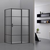 Douchecabine Collins Mat Zwart Vierkant 140x80cm Draaideur Antikalk Helderglas 8mm Veiligheidsglas Easy Clean