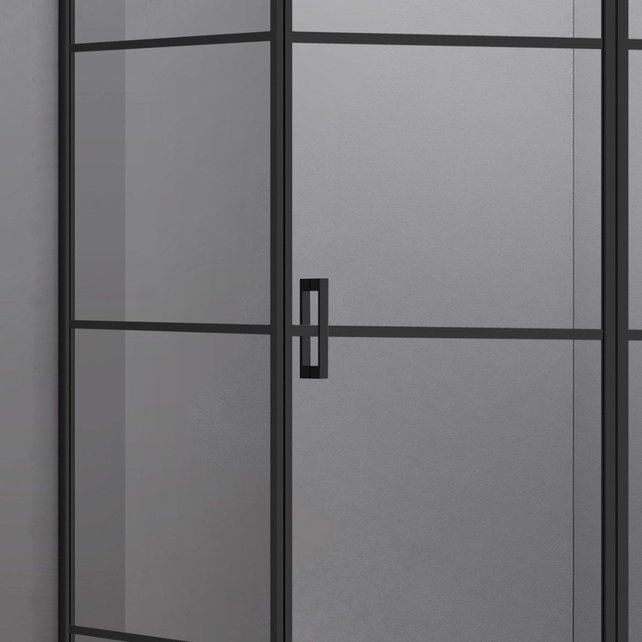 Douchecabine Collins  Mat Zwart Vierkant 120x100cm Draaideur Antikalk Helderglas 8mm Veiligheidsglas Easy Clean