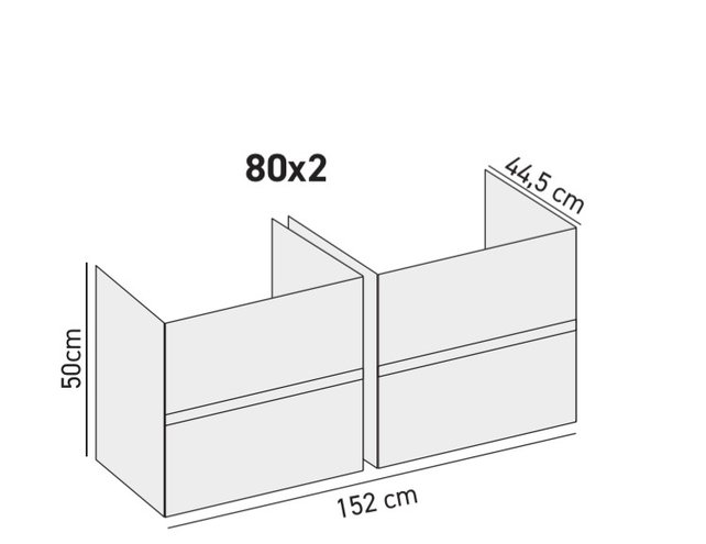 Creavit Sally Badkamermeubel Mat zwart 160x50x45cm met Solid Surface Wastafel met overloop zonder kraangat vier lades softclose.