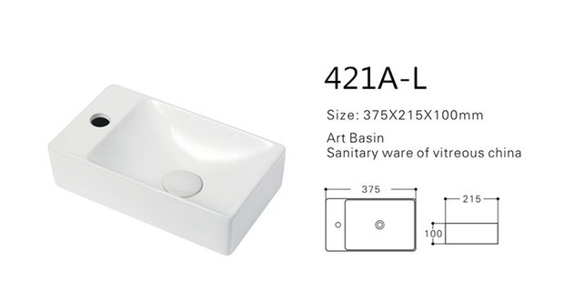 Fonteinset Met Zwart kraangat links 37.5x21.5x10 cm Creavit incl. Kraan, Sifon en Clickwaste