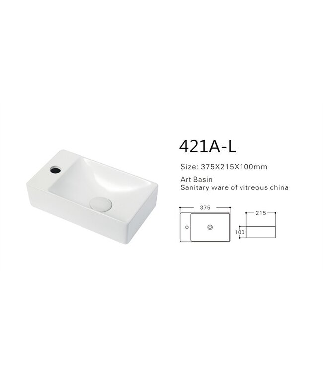 CREAVIT Fonteinset Met Zwart kraangat links 37.5x21.5x10 cm Creavit incl. Kraan, Sifon en Clickwaste