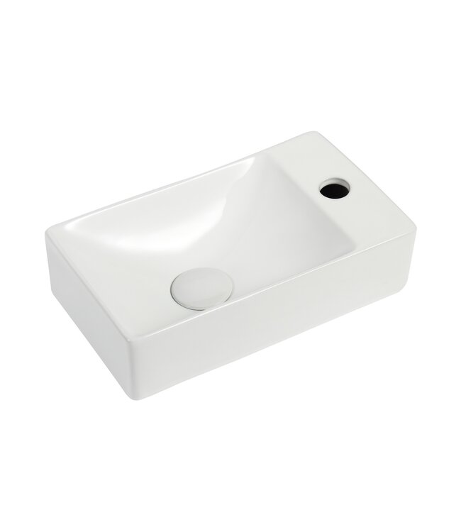 Fonteinset Met Zwart kraangat Rechts 37.5x21.5x10 cm Creavit incl. Kraan, Sifon en Clickwaste