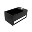 Fontein Toilet Mat Zwart Kraangat Rechts met handdoekhouder - Toiletmeubel WC Solid Surface 36x16cm