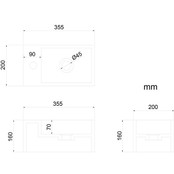Fontein Toilet Mat Zwart Kraangat Rechts met handdoekhouder - Toiletmeubel WC Solid Surface 36x16cm