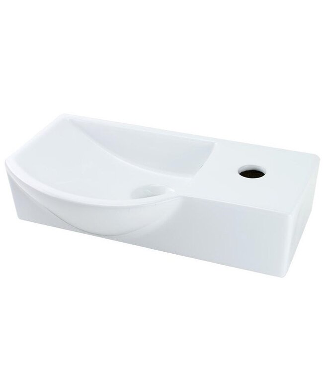 Fontein Toilet 40x22x10cm Kraangat Links SaniPro Bee Rechthoek Keramiek met overloop Links / Rechts