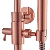 Copper Regendoucheset Opbouw Geborsteld Koper 20cm Rond Compleet met Thermostaatkraan Glijstang Regendouche Handdouche