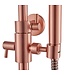 SANI-SUPPLY Copper Regendoucheset Opbouw Geborsteld Koper 20cm Rond Compleet met Thermostaatkraan Glijstang Regendouche Handdouche