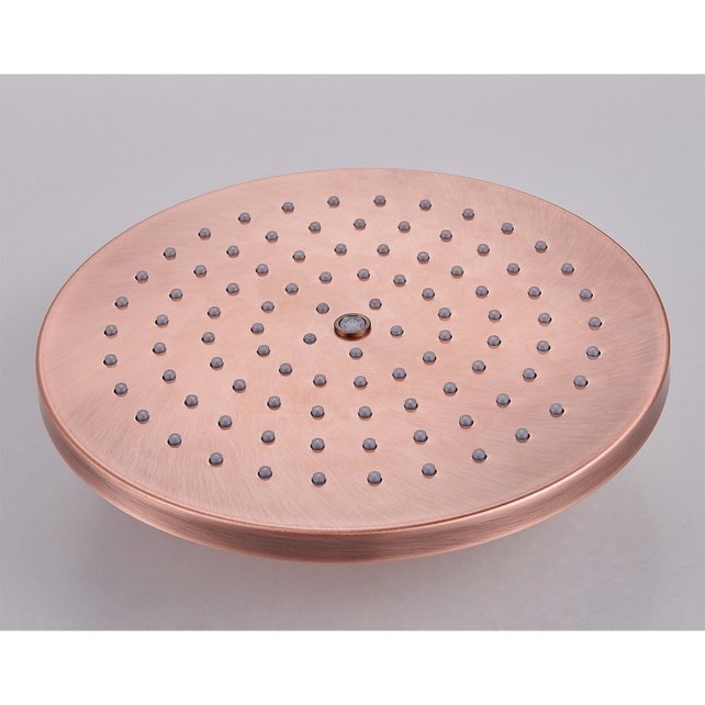 Copper Regendoucheset Opbouw Geborsteld Koper 20cm Rond Compleet met Thermostaatkraan Glijstang Regendouche Handdouche