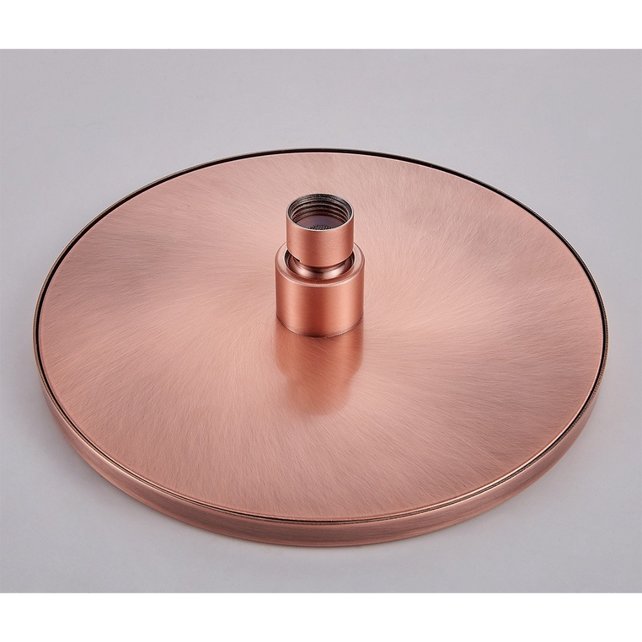 Copper Regendoucheset Opbouw Geborsteld Koper 20cm Rond Compleet met Thermostaatkraan Glijstang Regendouche Handdouche