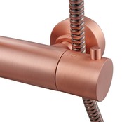 Copper Regendoucheset Opbouw Geborsteld Koper 20cm Rond Compleet met Thermostaatkraan Glijstang Regendouche Handdouche