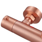 Copper Regendoucheset Opbouw Geborsteld Koper 20cm Rond Compleet met Thermostaatkraan Glijstang Regendouche Handdouche