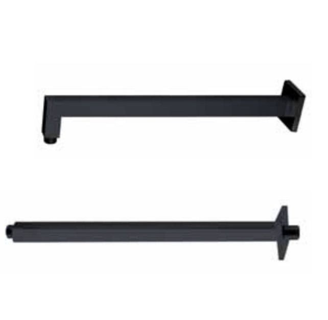 Inbouw Douchearm Vierkant Mat zwart Aloni Donna Wandbevestiging Wandarm 38,6 cm Mat Zwart Wandmontage