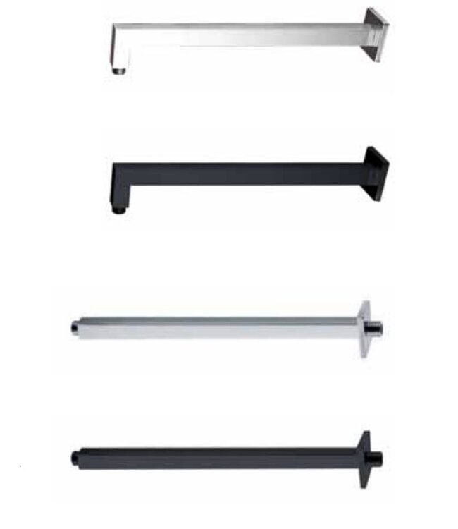 CREAVIT Inbouw Douchearm Vierkant Mat zwart Plafondbevestiging Aloni Donna Plafondarm 30 cm Mat Zwart Plafondmontage