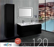 Creavit Sally Badkamermeubel Mat Zwart 120x50x45cm met Keramische Wastafel met 2 kraangaten met overloop twee lades softclose Creavit Sally Badkamermeubel Mat Zwart 120x50x45cm met Keramische Wastafel met 2 kraangaten met overloop twee lades softclose