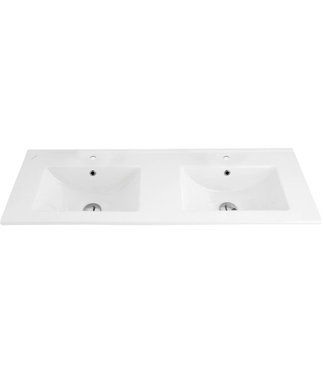 Creavit Sally Badkamermeubel Mat Zwart 100x50x45cm met Keramische Wastafel met 1 kraangat met overloop twee lades softclose