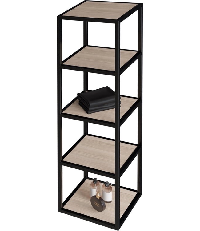 Industriele Stalen frame 135x35x35cm Mat Zwart Kolomkast Creavit Sharp met 5 lagen