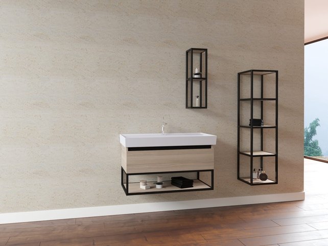 Industriele Stalen frame 135x35x35cm Mat Zwart Kolomkast Creavit Sharp met 5 lagen