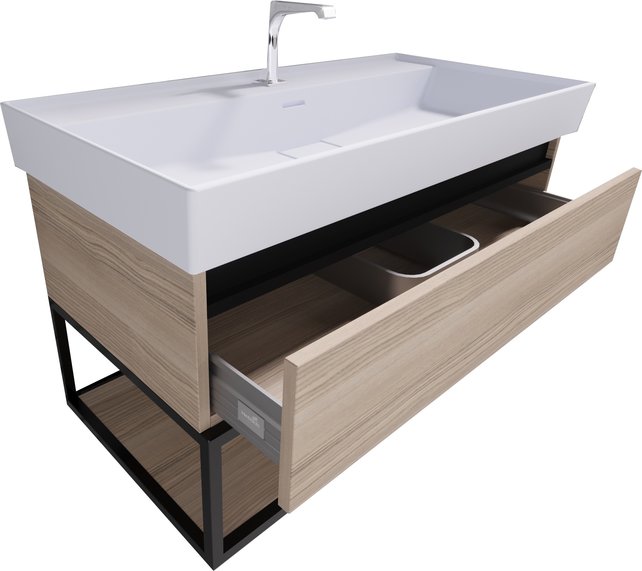 Industrieel Badkamermeubel Creavit Sharp 80x47x50cm met Stalen frame en wastafel met 1 kraangat overloop Industrieel Badkamermeubel Creavit Sharp 80x47x50cm met Stalen frame en wastafel met 1 kraangat overloop