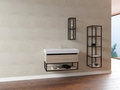 Industrieel Badkamermeubel Creavit Sharp 80x47x50cm met Stalen frame en wastafel met 1 kraangat overloop Industrieel Badkamermeubel Creavit Sharp 80x47x50cm met Stalen frame en wastafel met 1 kraangat overloop