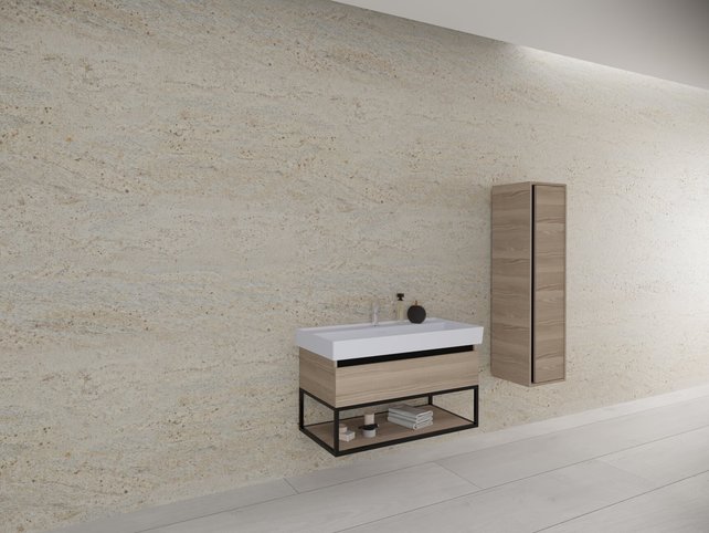 Industrieel Badkamermeubel Creavit Sharp 80x47x50cm met Stalen frame en wastafel met 1 kraangat overloop Industrieel Badkamermeubel Creavit Sharp 80x47x50cm met Stalen frame en wastafel met 1 kraangat overloop