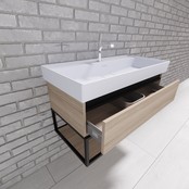 Industrieel Badkamermeubel Creavit Sharp 80x47x50cm met Stalen frame en wastafel met 1 kraangat overloop Industrieel Badkamermeubel Creavit Sharp 80x47x50cm met Stalen frame en wastafel met 1 kraangat overloop