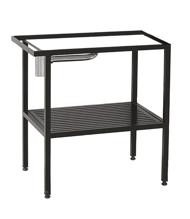 Badkamermeubel Arya Zwart 68x85x45 Compleet set Spiegel Stalen frame en wastafel met 1 kraangat overloop