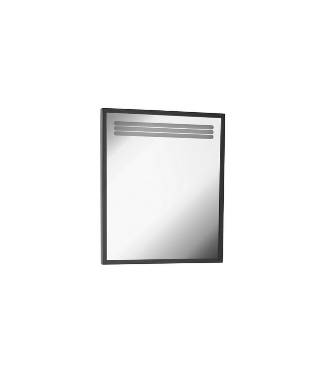 CREAVIT Badkamermeubel Arya Zwart 68x85x45 Compleet set Spiegel Stalen frame en wastafel met 1 kraangat overloop