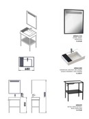 Badkamermeubel Arya Zwart 68x85x45 Compleet set Spiegel Stalen frame en wastafel met 1 kraangat overloop