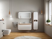 Design Badkamermeubel Set Pion Wit 120x85x53cm met Spiegel led verlichting en kolomkast 1 kraangat