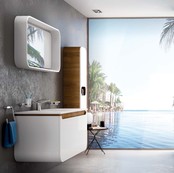 Design Badkamermeubel Set Pion Wit 120x85x53cm met Spiegel led verlichting en kolomkast 1 kraangat