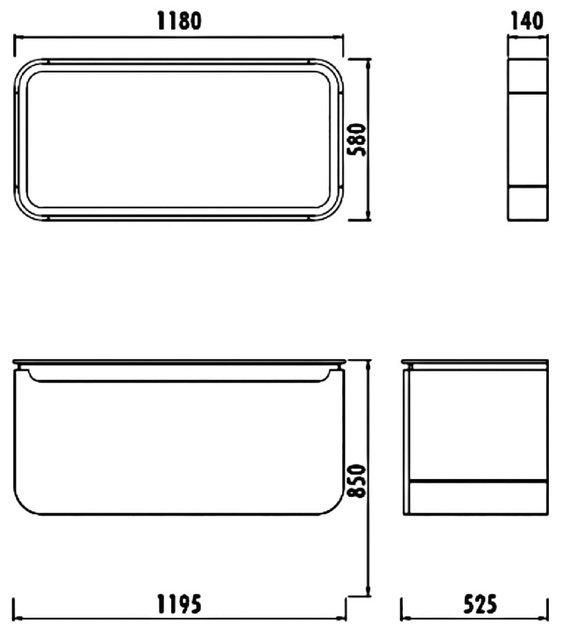 Design Badkamermeubel Set Pion Wit 120x85x53cm met Spiegel led verlichting en kolomkast 1 kraangat