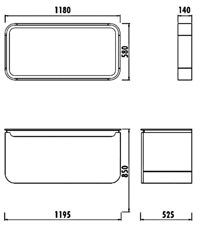 CREAVIT Design Badkamermeubel Set Pion Wit 120x85x53cm met Spiegel led verlichting en kolomkast 1 kraangat