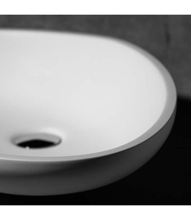 Waskom Solid Surface 63x42x14 cm Mat Wit Corona Ovaal