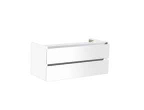 Wastafelonderkast Trendline 140cm Hoogglans Wit met aluminium greeplijst  lades  softclose