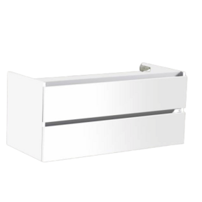 Wastafelonderkast Trendline 140cm Hoogglans Wit met aluminium greeplijst  lades  softclose