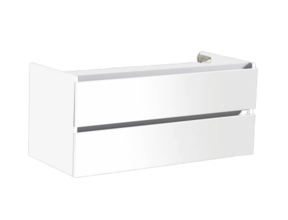 Onderkast Wastafel 120cm Hoogglans Wit Sanipro Trendline met greeplijst aluminium 120x47x52 cm Softclose lades