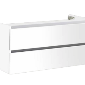 Onderkast Wastafel 120cm Hoogglans Wit Sanipro Trendline met greeplijst aluminium 120x47x52 cm Softclose lades