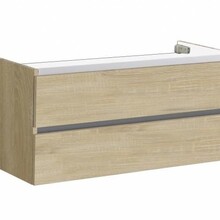 Onderkast Wastafel 120cm Light Wood SaniPro Trendline met greeplijst aluminium met twee softclose lades 120x47x52 cm