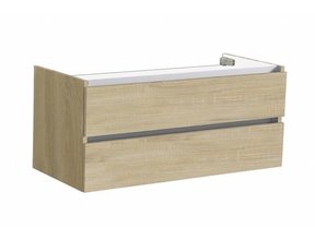 Onderkast Wastafel 120cm Light Wood SaniPro Trendline met greeplijst aluminium met twee softclose lades 120x47x52 cm